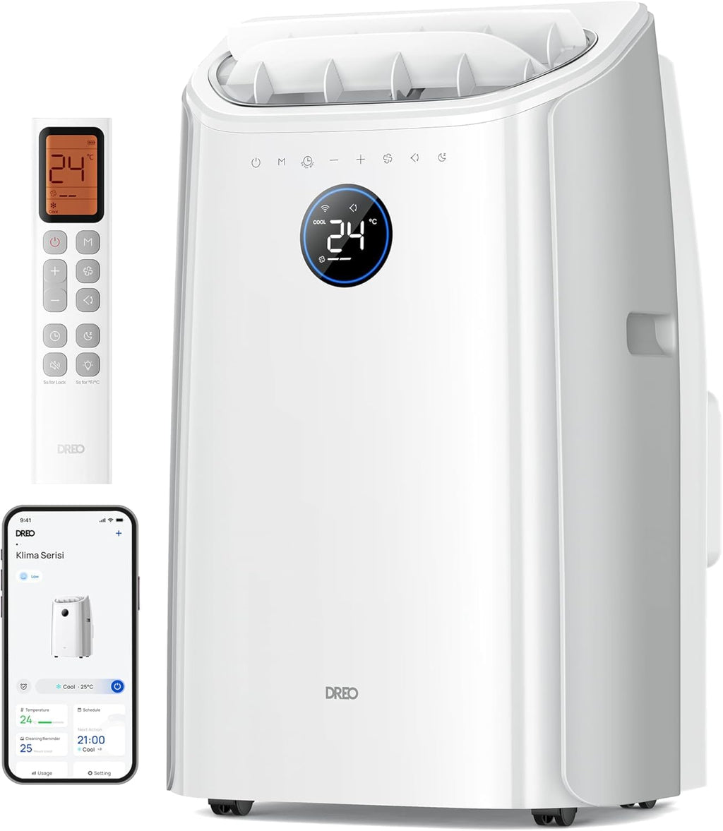 DREO 12000 BTU Portable Air Conditioner, 3-in-1 Cool/Fan/Dry Quiet AC Unit for Bedroom/Office, Smart App/Voice/Remote Control, Drainage-Free, Universal Window Kit, 3.6L/H Dehumidification, AC516S