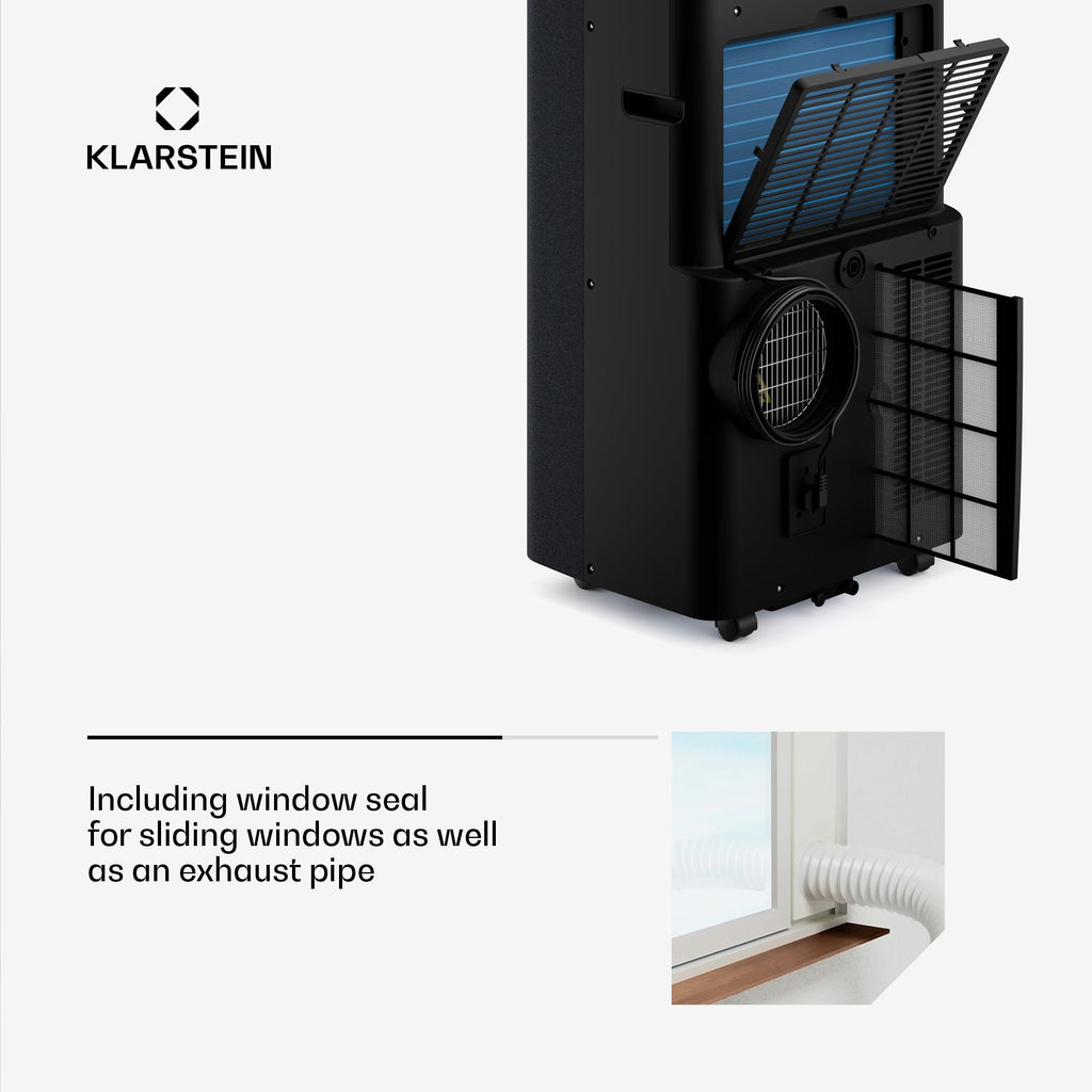 Klarstein AireLux Portable Air Conditioner - 14,000 BTU, Smart App & Voice Control, for Rooms up to 30 m², 4-in-1 Cooling, Dehumidifier, Fan & Sleep Mode, Quiet, Dark Grey
