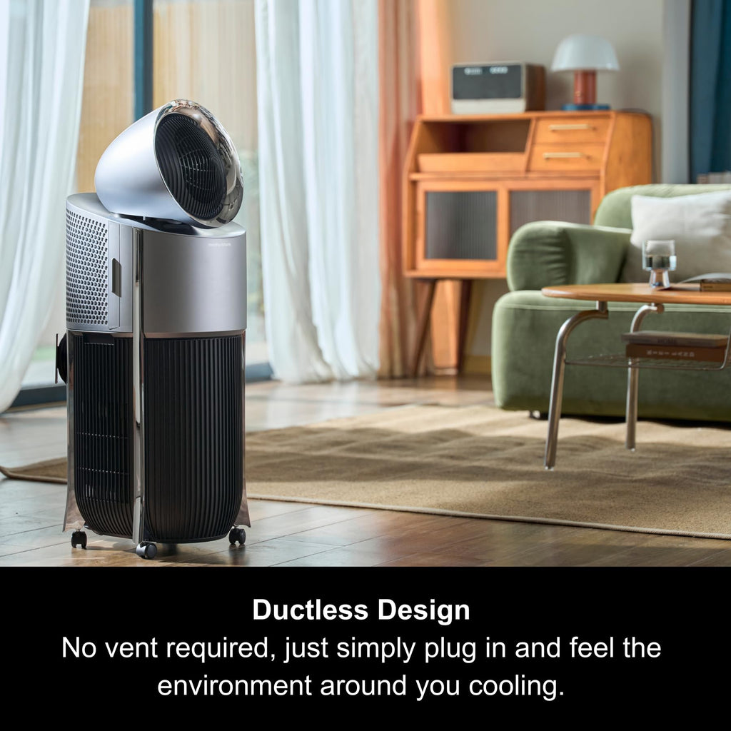 Morphy Richards S1 Pro Ductless 3 in 1 Personal Air Conditioner, Fan & Dehumidifier, Vent Free, Portable, Energy Efficient, Quiet, 3D Oscillation, Remote Control, Easy Clean Filter, 2m Cooling, 824020
