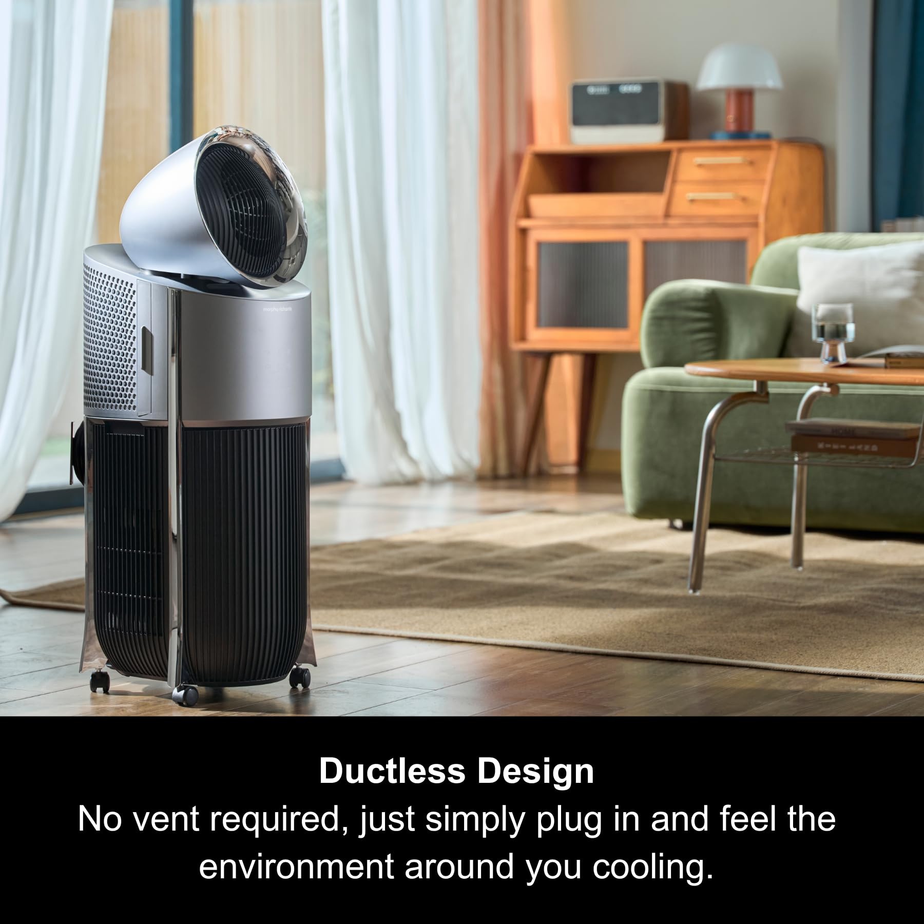 Morphy Richards S1 Pro Ductless 3 in 1 Personal Air Conditioner, Fan & Dehumidifier, Vent Free, Portable, Energy Efficient, Quiet, 3D Oscillation, Remote Control, Easy Clean Filter, 2m Cooling, 824020