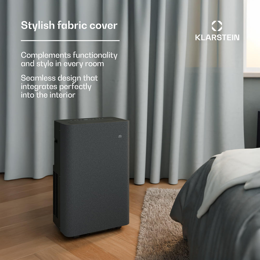 Klarstein AireLux Portable Air Conditioner - 14,000 BTU, Smart App & Voice Control, for Rooms up to 30 m², 4-in-1 Cooling, Dehumidifier, Fan & Sleep Mode, Quiet, Dark Grey