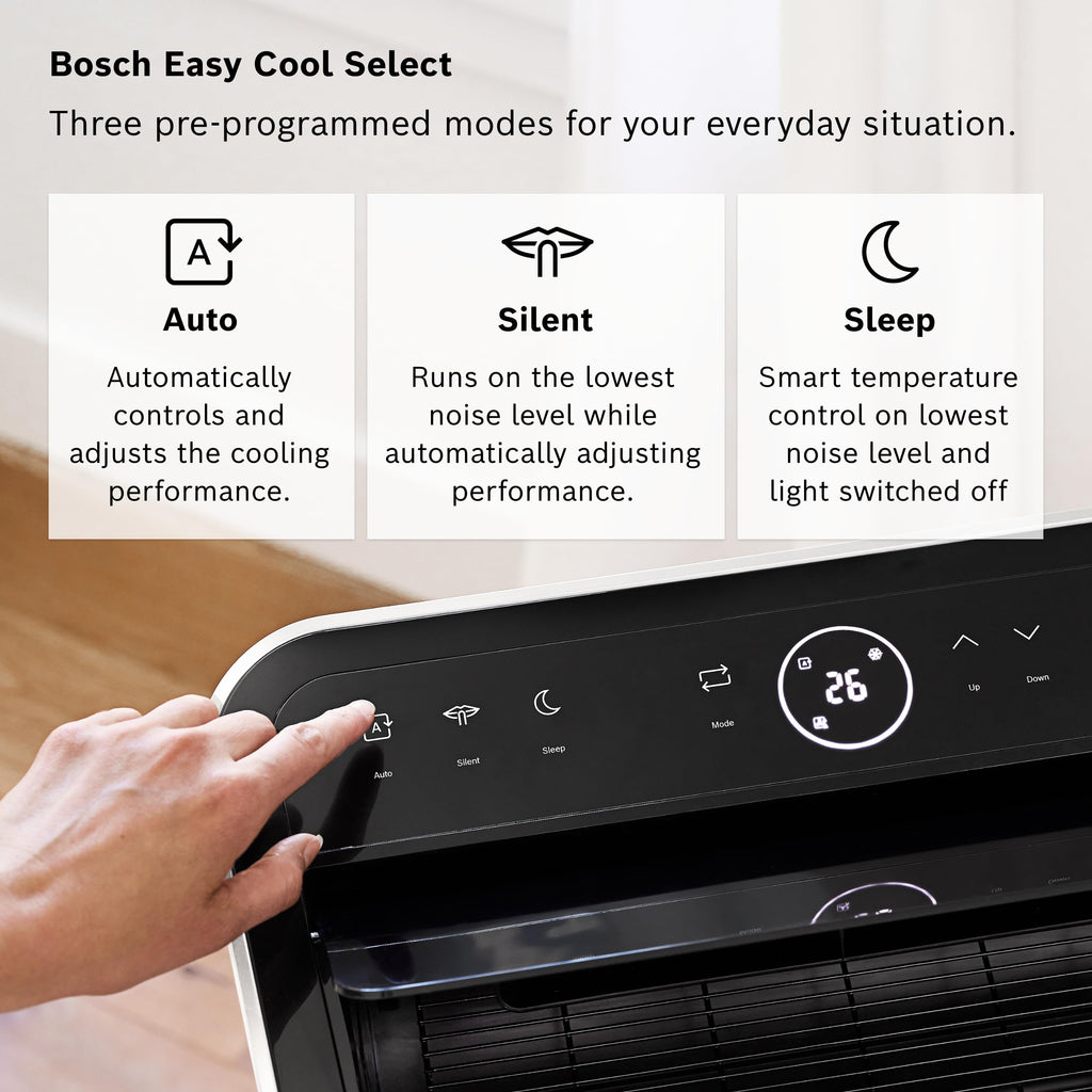 Bosch Cool 4000 Portable AC - 3-in-1 Air Conditioner, Dehumidifier, Fan - 2.6 kW for rooms up to 35m² - Features Auto Mode, Silent Mode & Sleep Mode