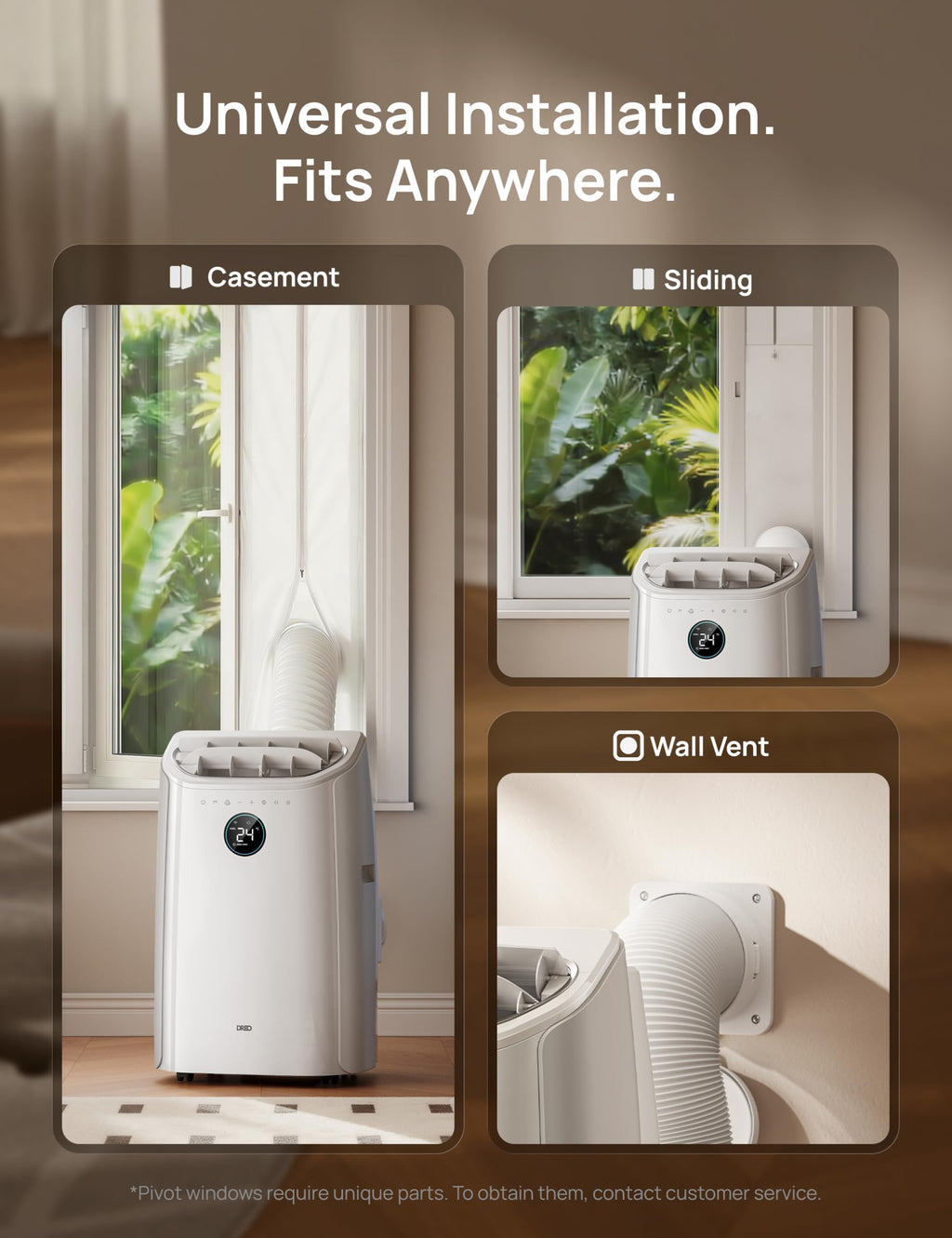 DREO 12000 BTU Portable Air Conditioner, 3-in-1 Cool/Fan/Dry Quiet AC Unit for Bedroom/Office, Smart App/Voice/Remote Control, Drainage-Free, Universal Window Kit, 3.6L/H Dehumidification, AC516S