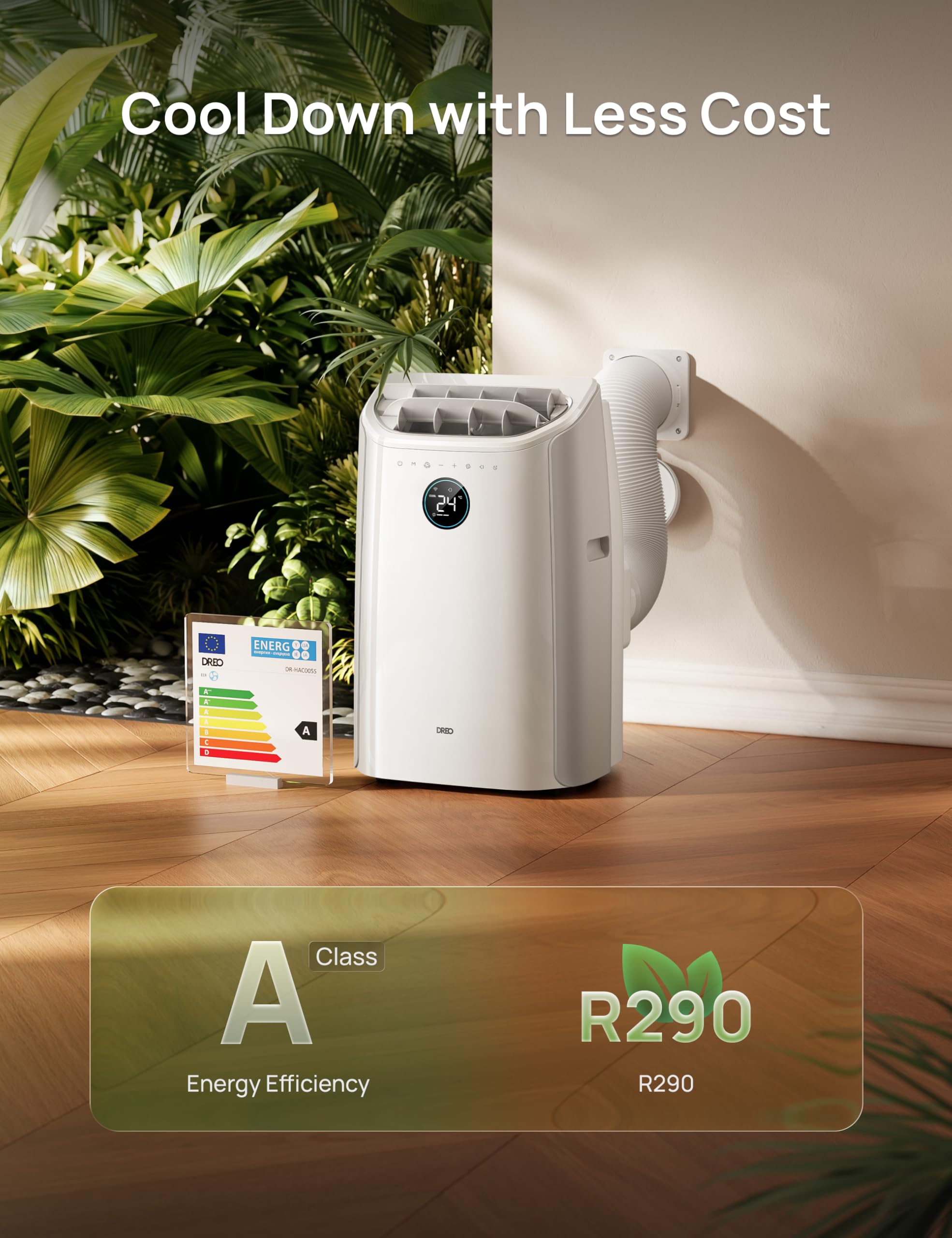 DREO 12000 BTU Portable Air Conditioner, 3-in-1 Cool/Fan/Dry Quiet AC Unit for Bedroom/Office, Smart App/Voice/Remote Control, Drainage-Free, Universal Window Kit, 3.6L/H Dehumidification, AC516S